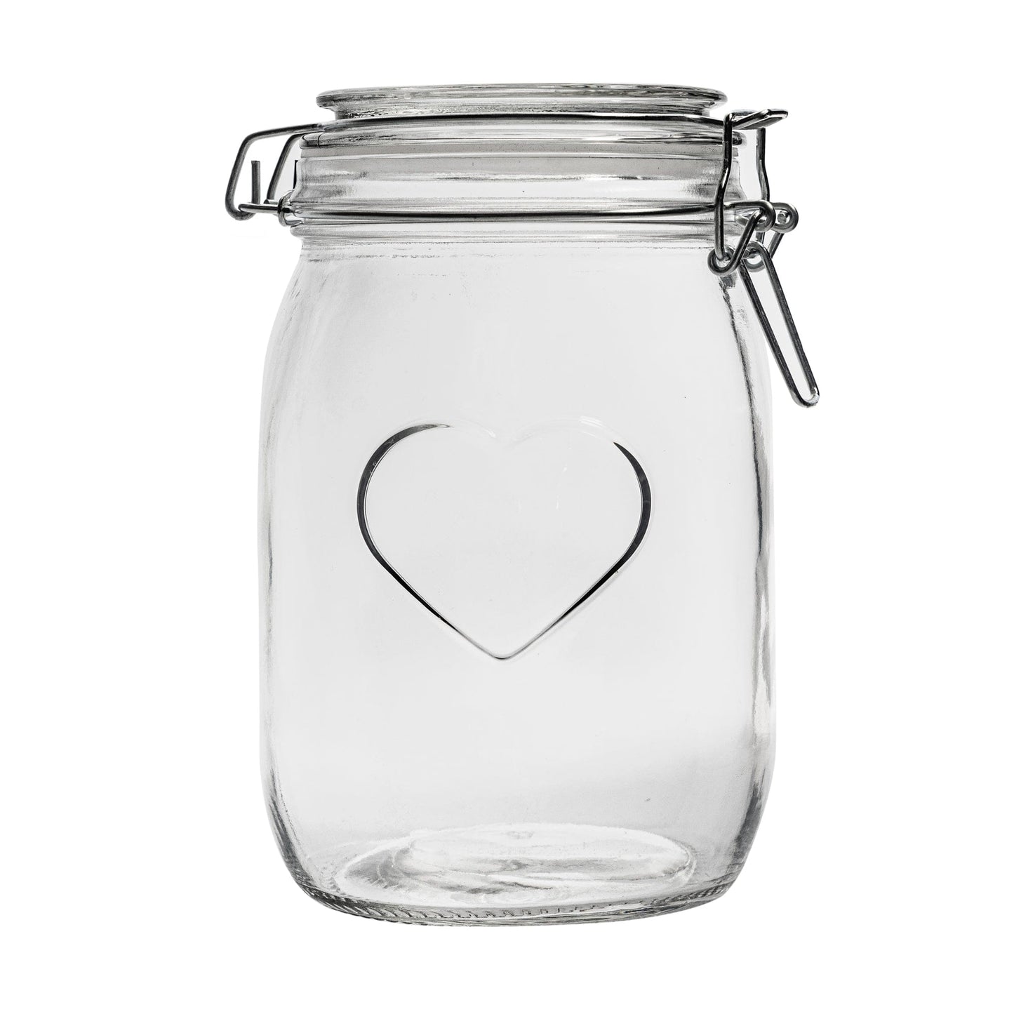 1L Air tight Glass Storage Jar with Embossed Heart Detail