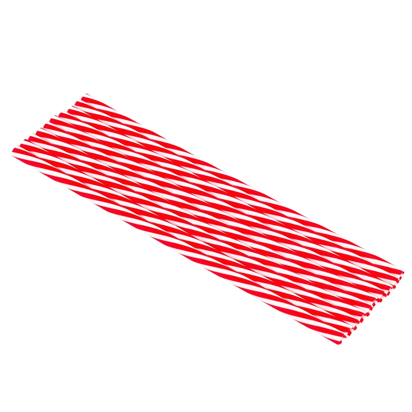 Red Stripe Reusable Plastic Drinking Straws - Pack of 10