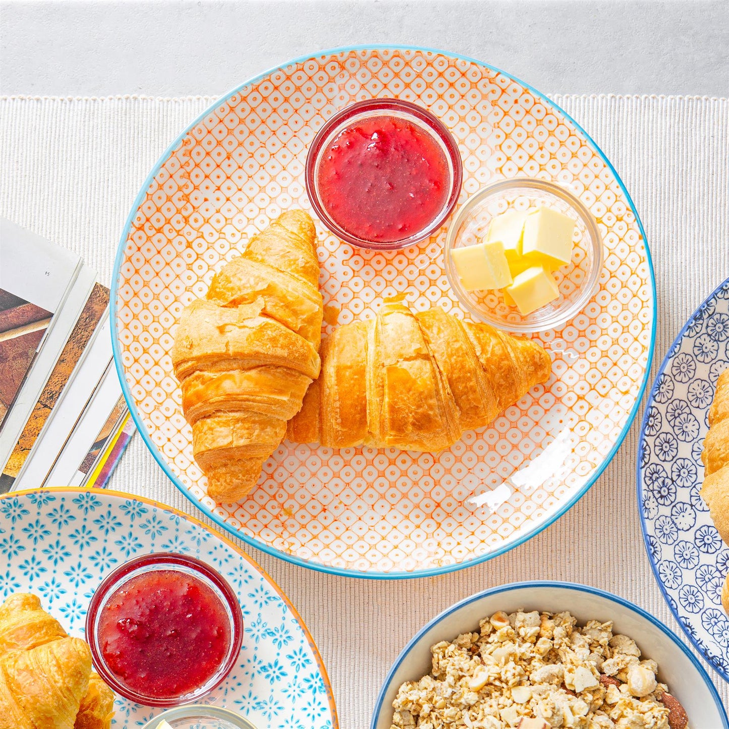 24pc Hand-Printed Floral Stoneware Dinner Set