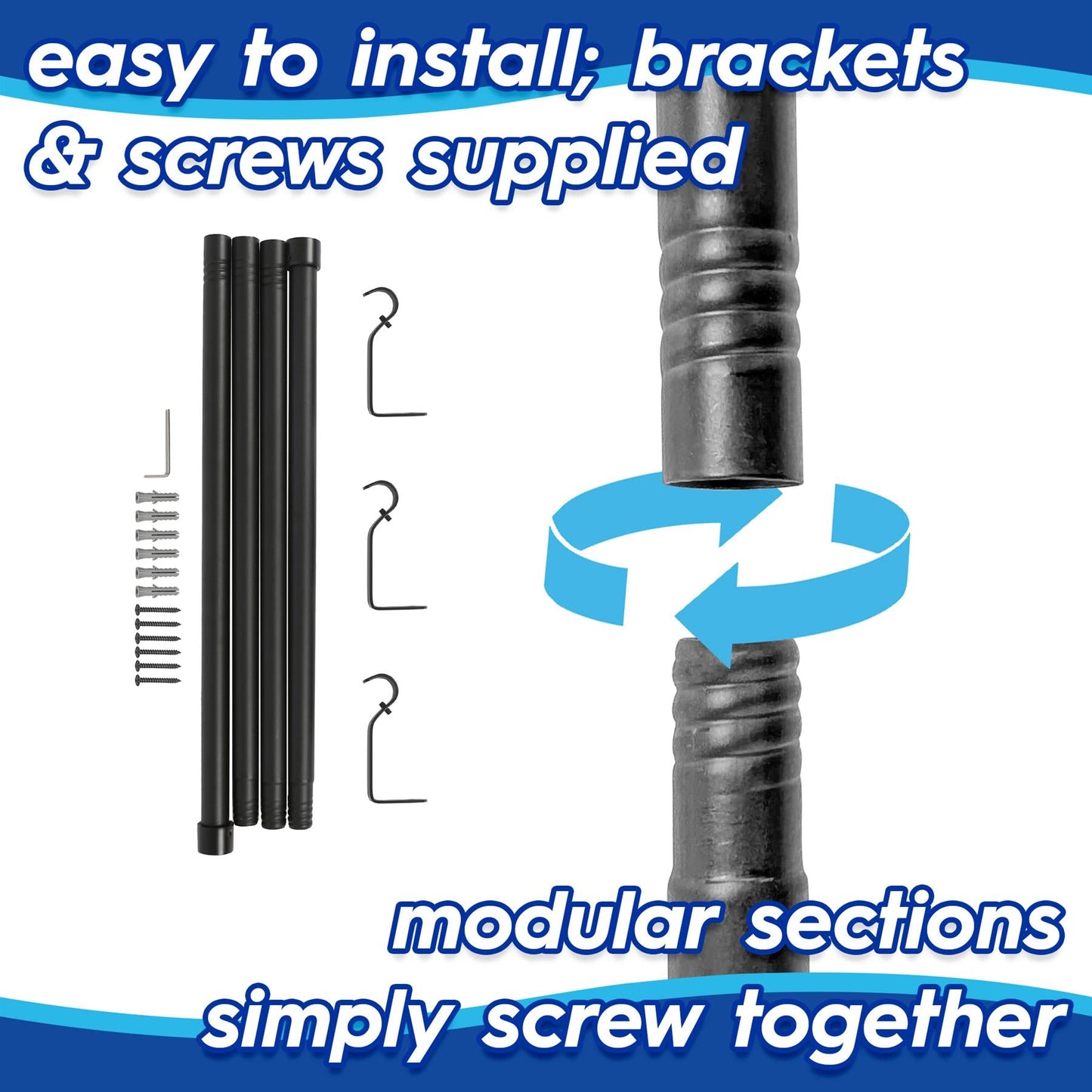 Extendable Metal Curtain Pole Kit - 77 to 150cm