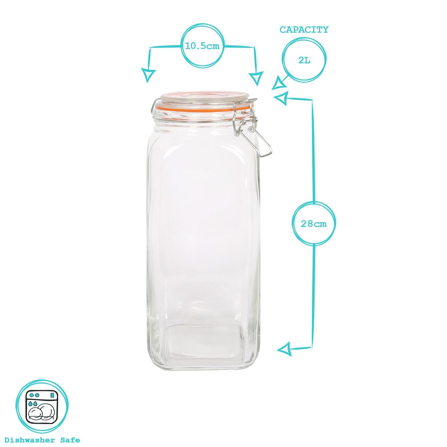 760ml Air tight Square Glass Jar with Clip-Top Lid