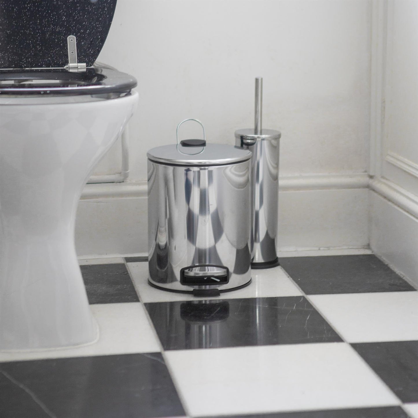5L Chrome Round Stainless Steel Pedal Bin