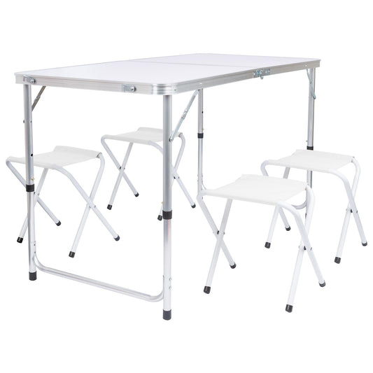 5 Piece Height Adjustable Folding Picnic Table & Chairs Set