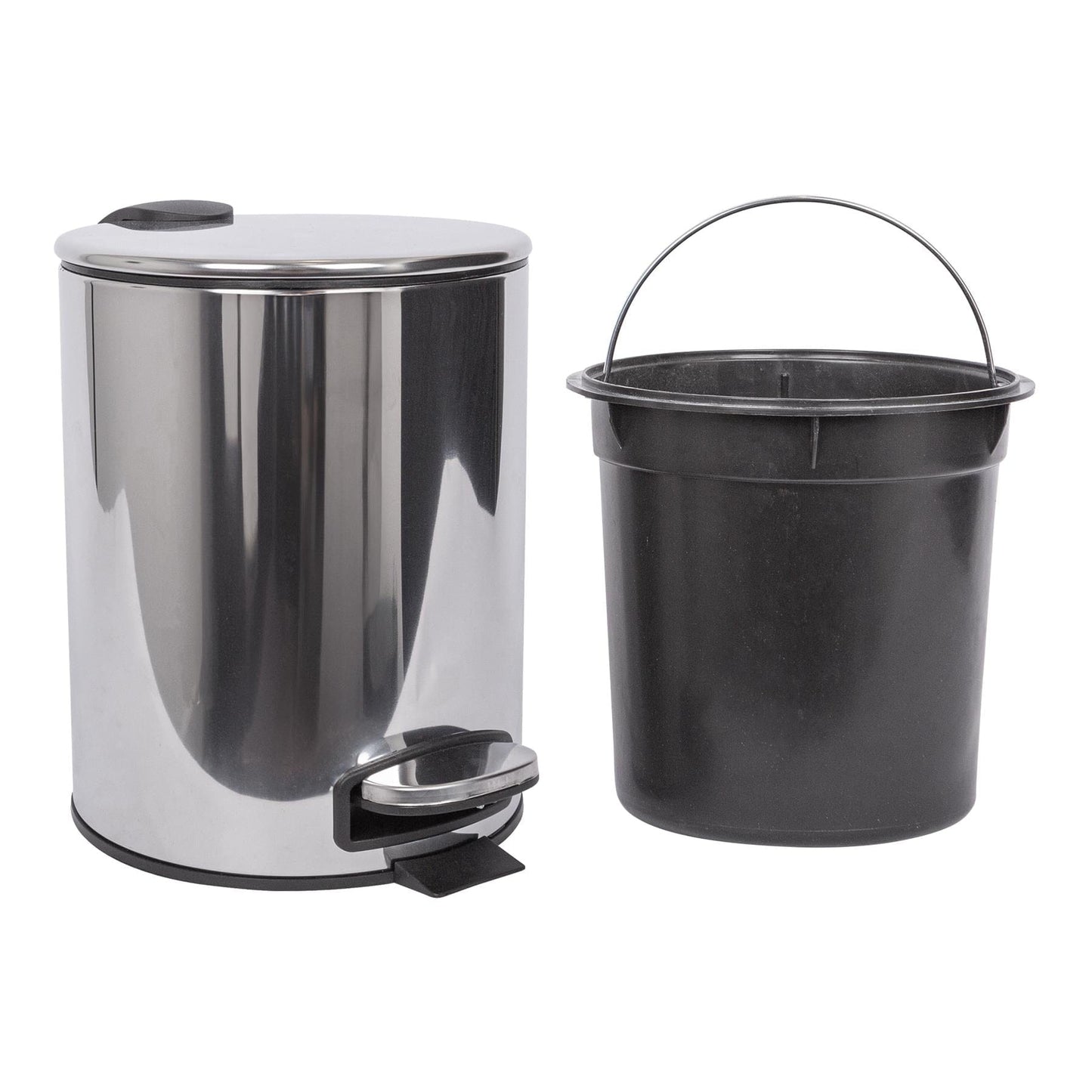5L Chrome Round Stainless Steel Pedal Bin