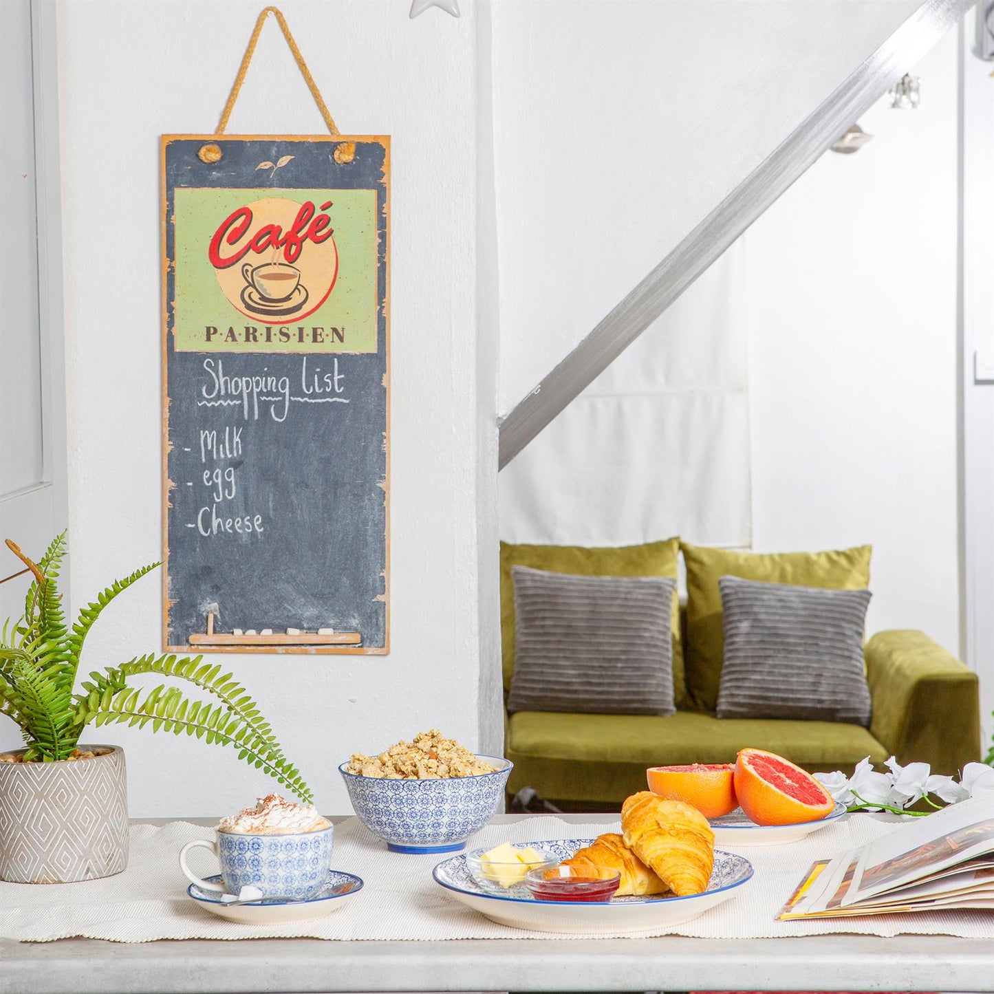 24pc Hand-Printed Floral Stoneware Dinner Set