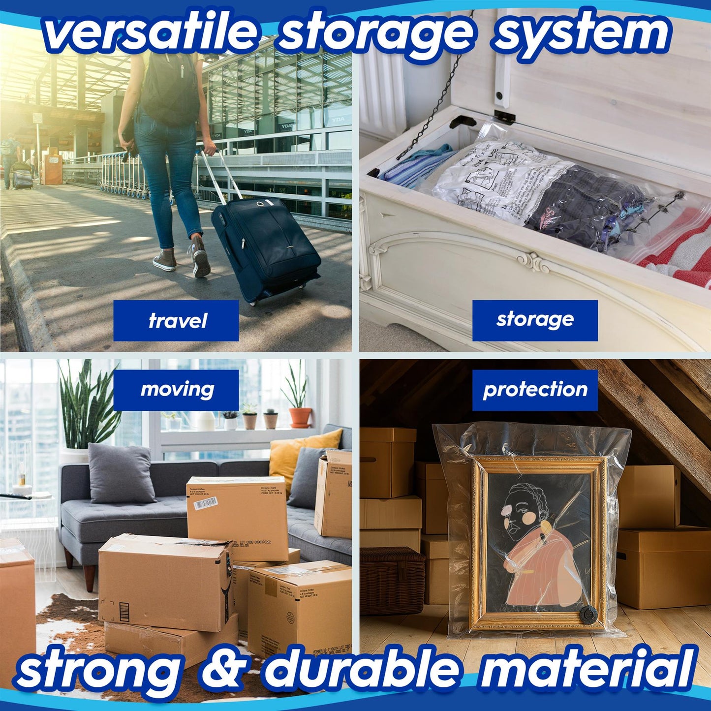 Vacuum Storage Bags - Large (60 x 80cm) - Grey - Pack of 5