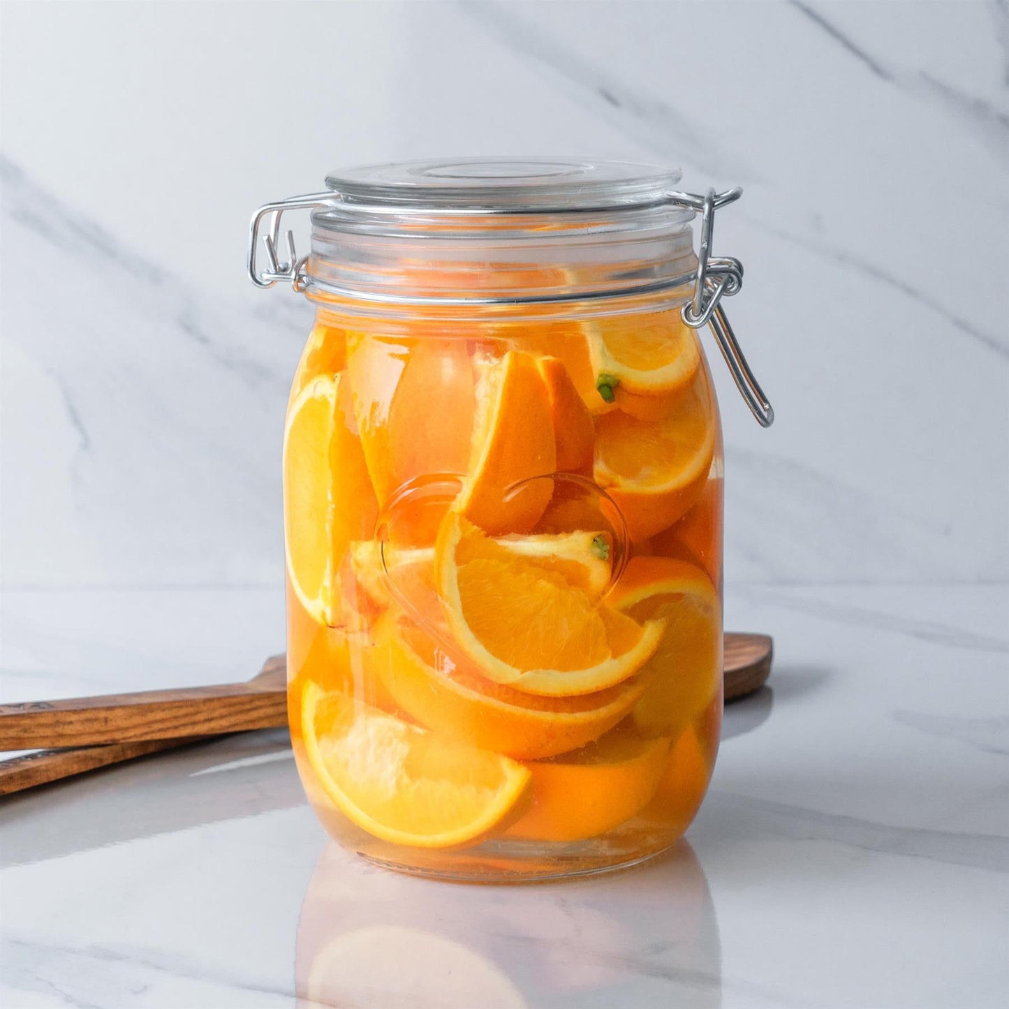 1L Air tight Glass Storage Jar with Embossed Heart Detail