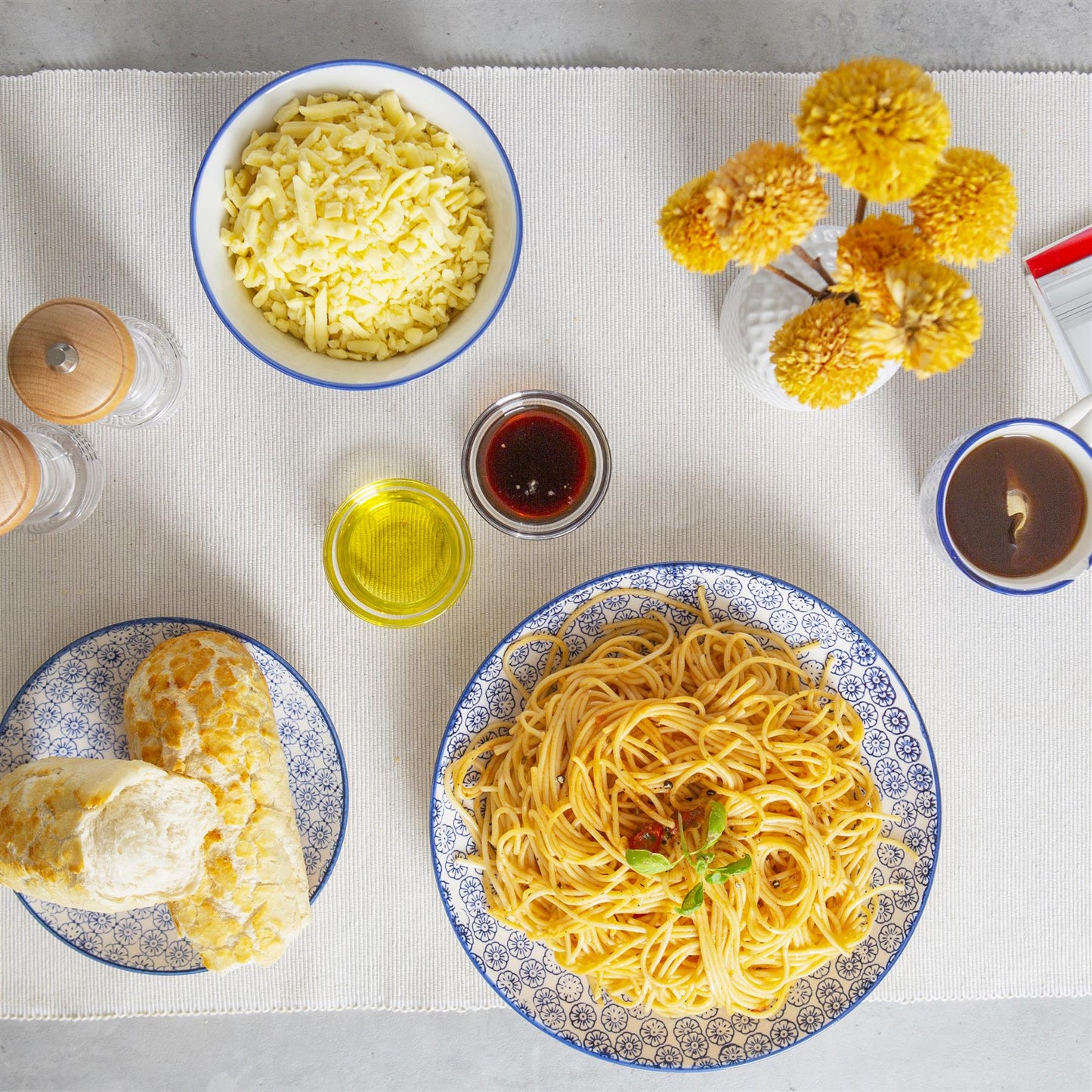 24pc Hand-Printed Floral Stoneware Dinner Set