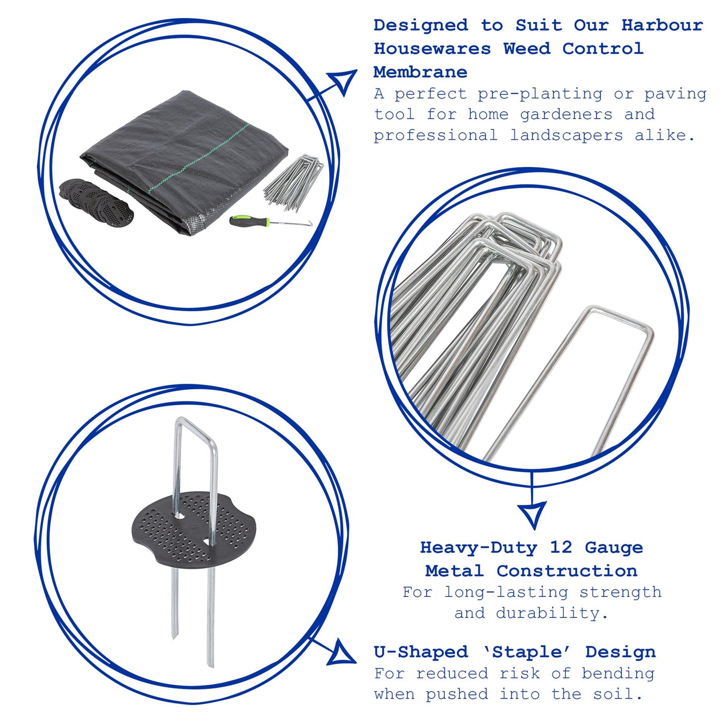 4mm (12 gauge) Weed Membrane Pegs - Pack of 20