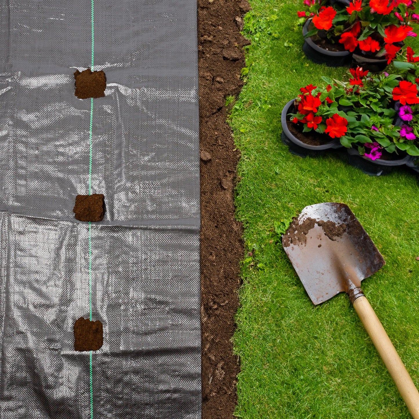 110gsm Weed Control Membrane Set with Pegs & Plates