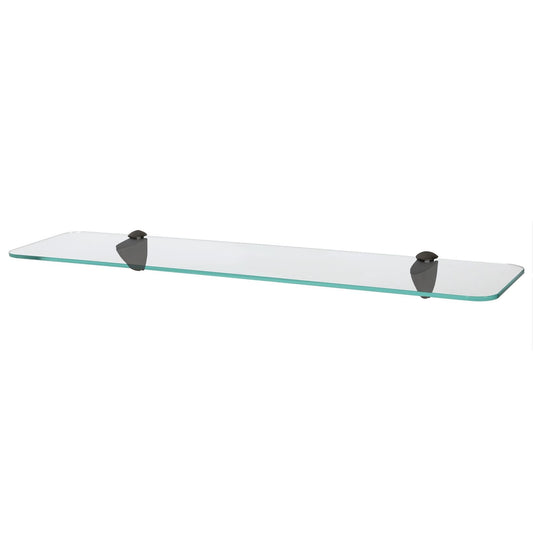 60cm Rounded Floating Glass Shelf with Black Fixings