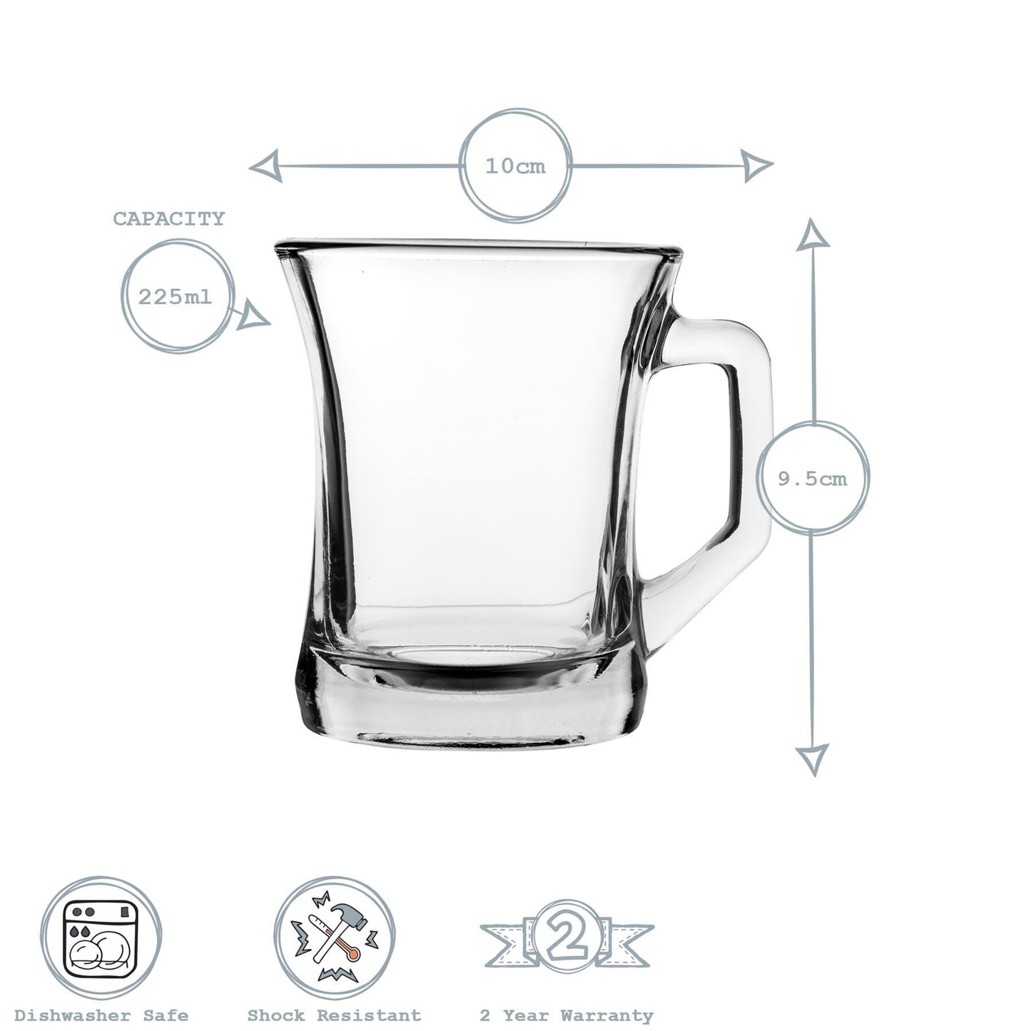 225ml Clear Zen+ Coffee Glasses - Pack of Six