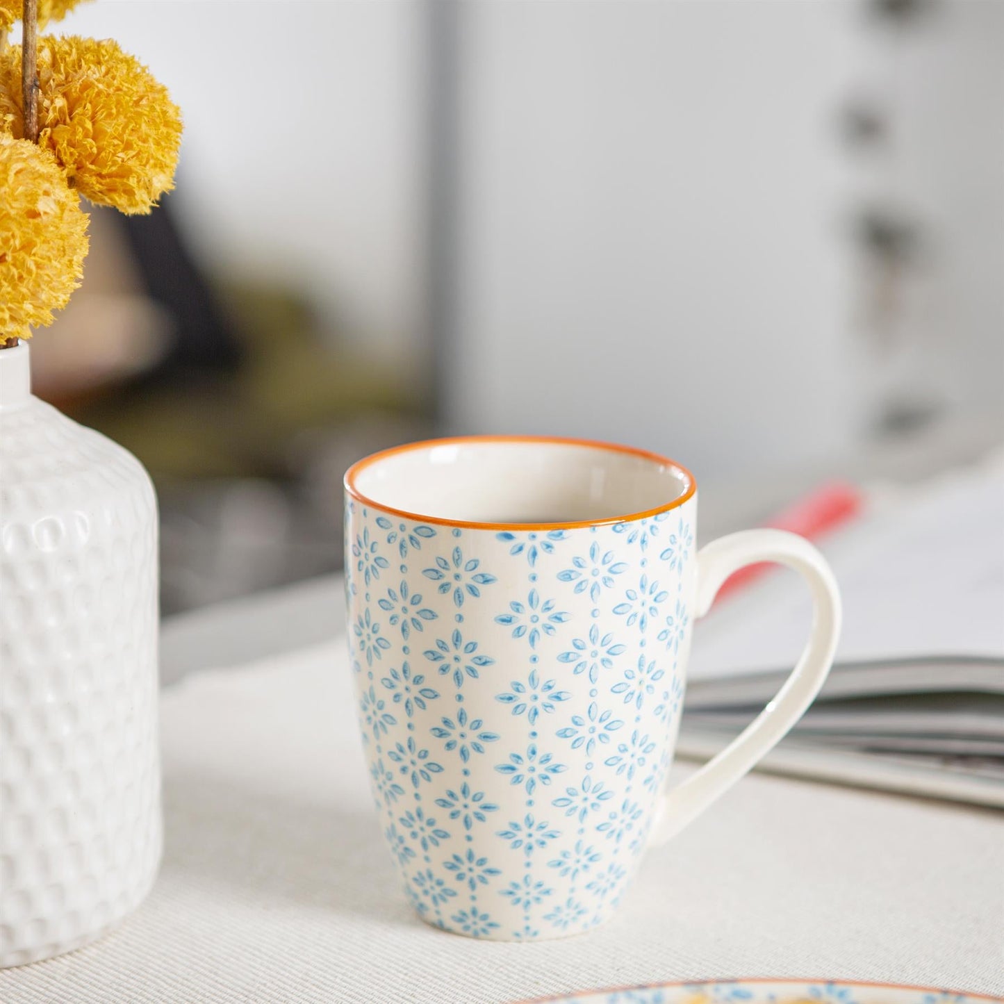24pc Hand-Printed Floral Stoneware Dinner Set