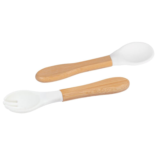 2pc Bamboo Baby Weaning Fork & Spoon Set