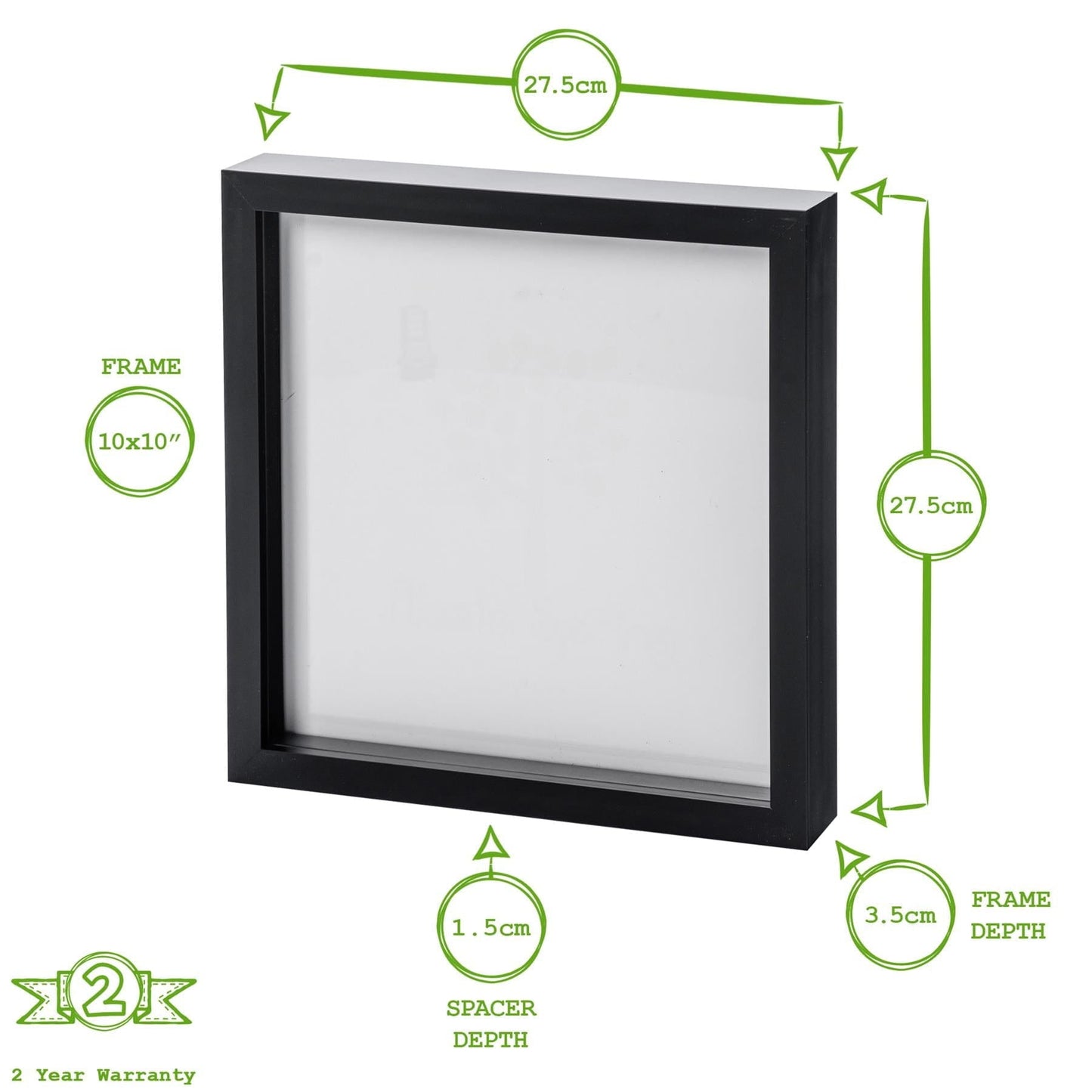 10" x 10" 3D Box Photo Frame - White
