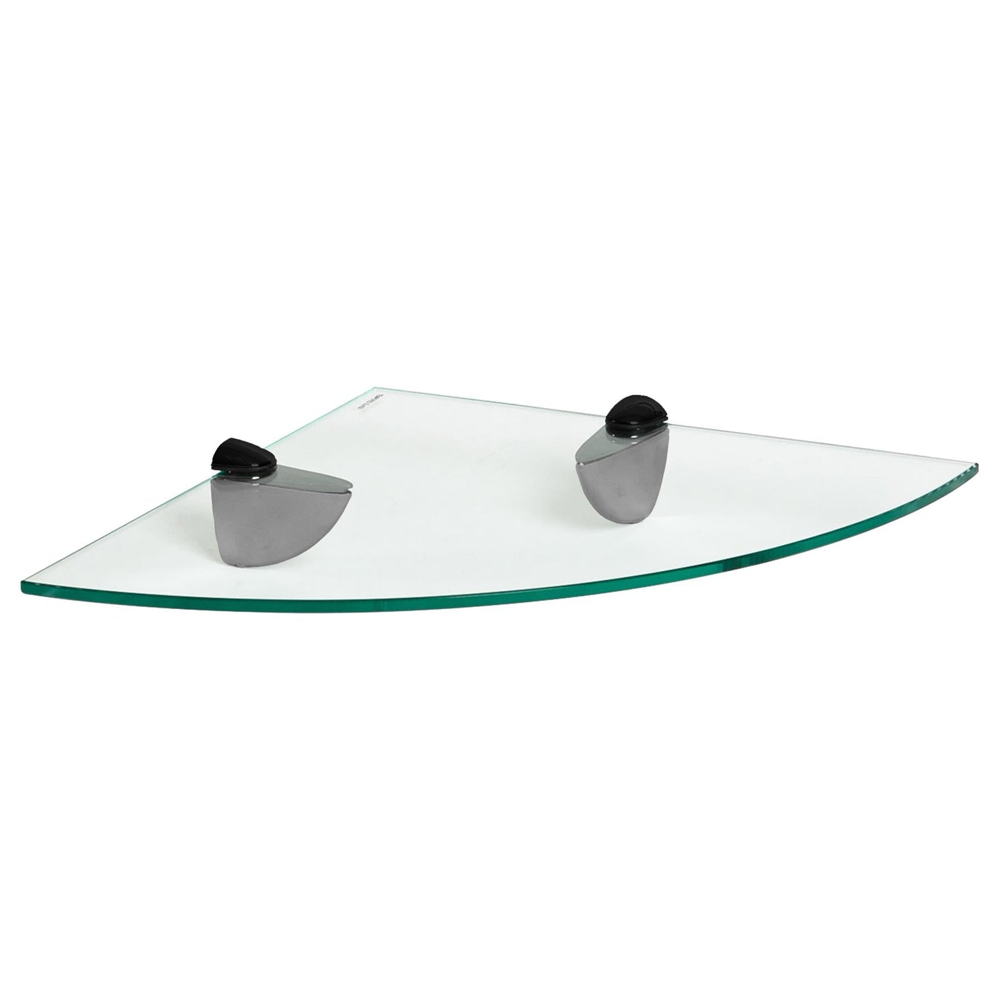 30cm Floating Glass Corner Shelf with Black Fixings