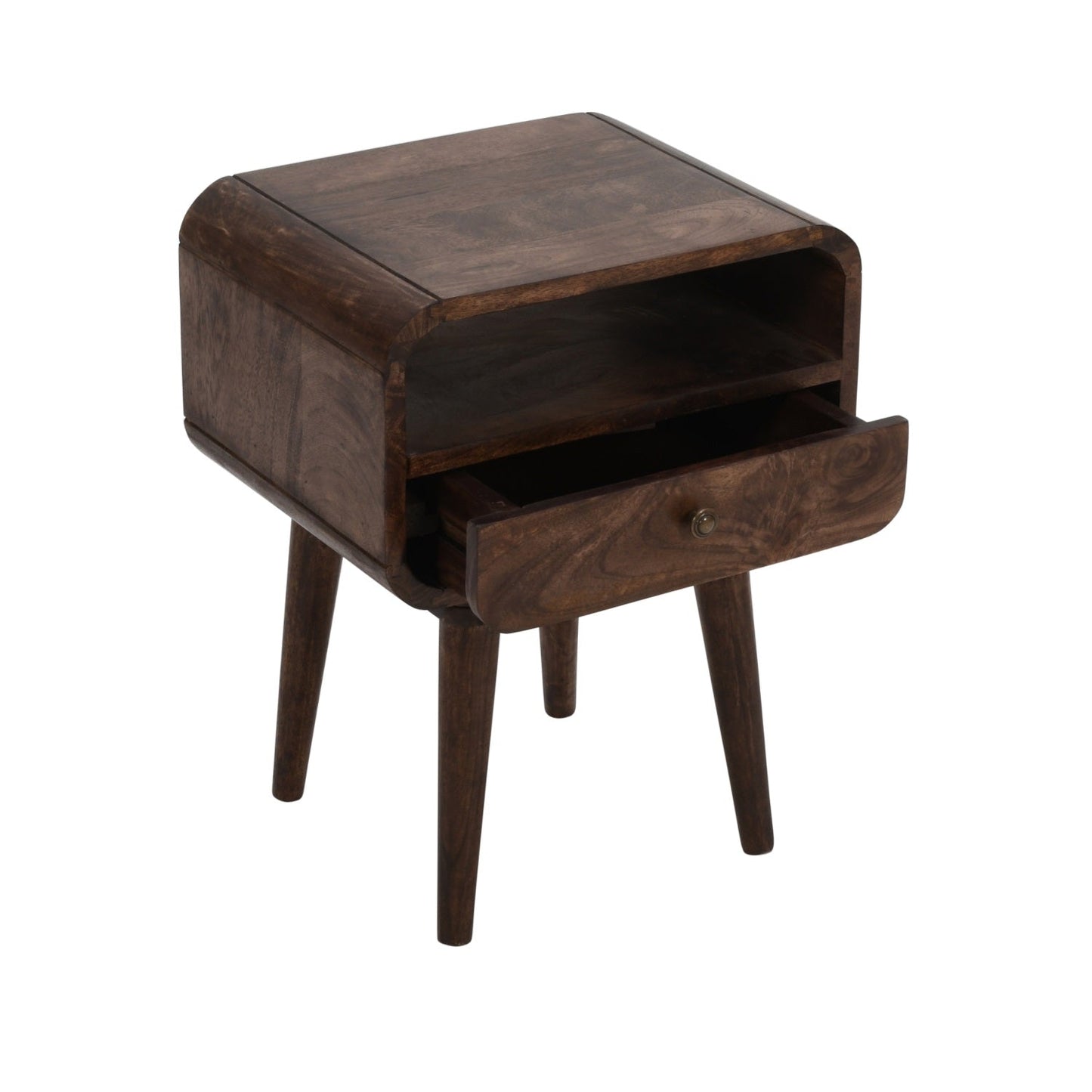 Franklin Dark Mango Wood Bedside Table with Drawer
